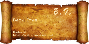 Beck Irma névjegykártya